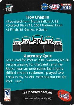 2010 Team Zone AFL Team - Silver #33 Troy Chaplin Back